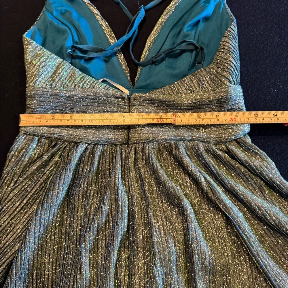 Lulu's Glittering Blue/Teal and Silver Mini Dress XS - Picture 10 of 12